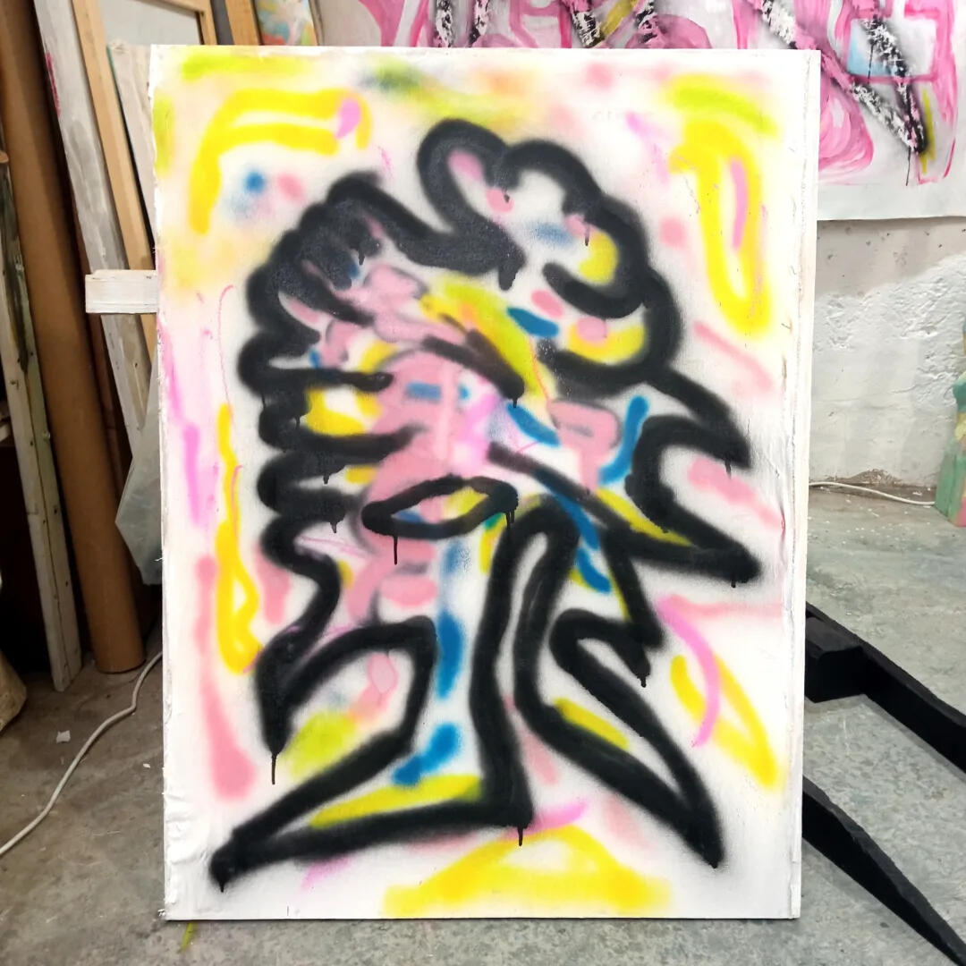 "Head" 2022 spray paint on canvas 70x100cm