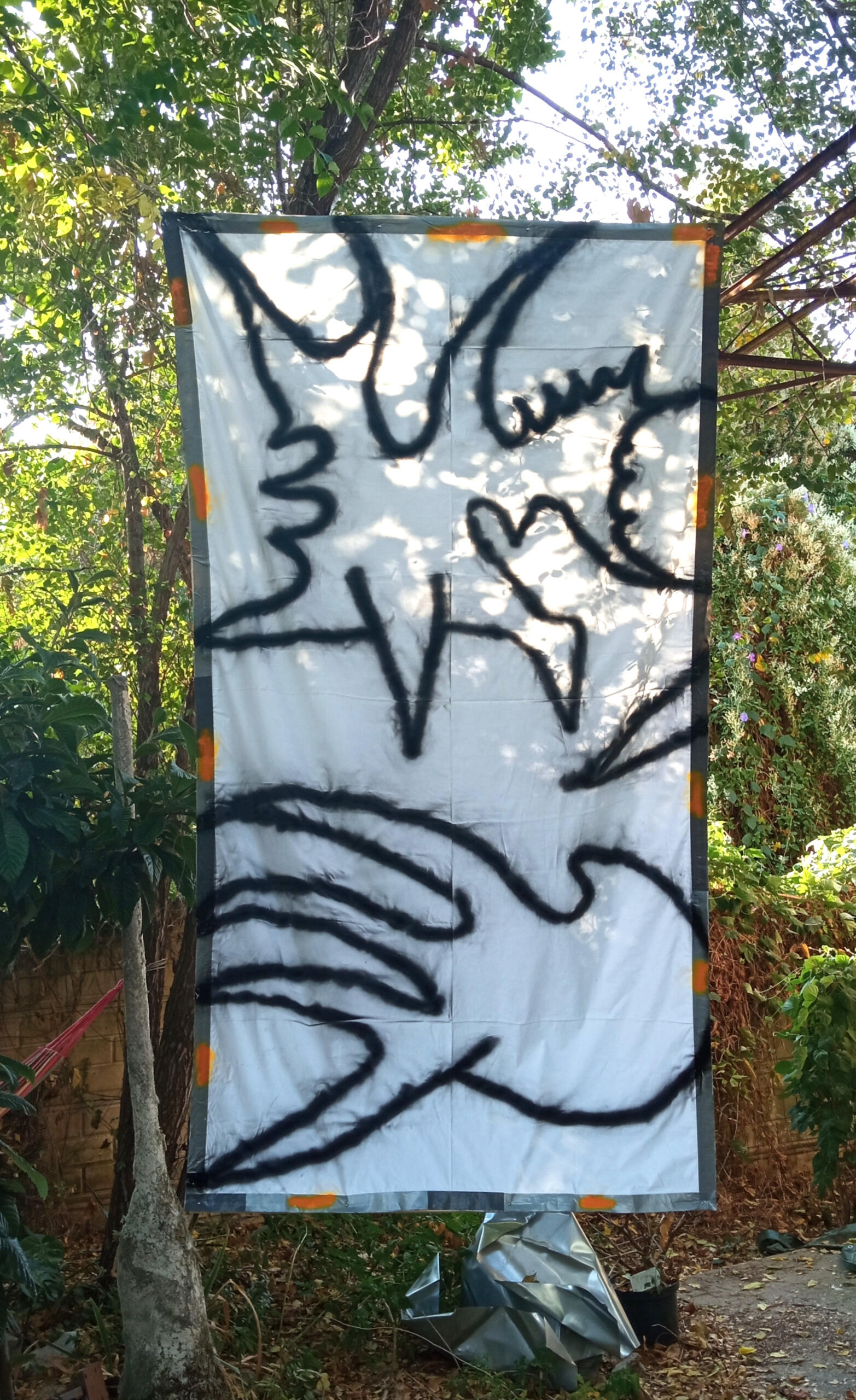 &quot;Il Drago&quot; spray paint + duct tape on canvas 150x170cm 2023