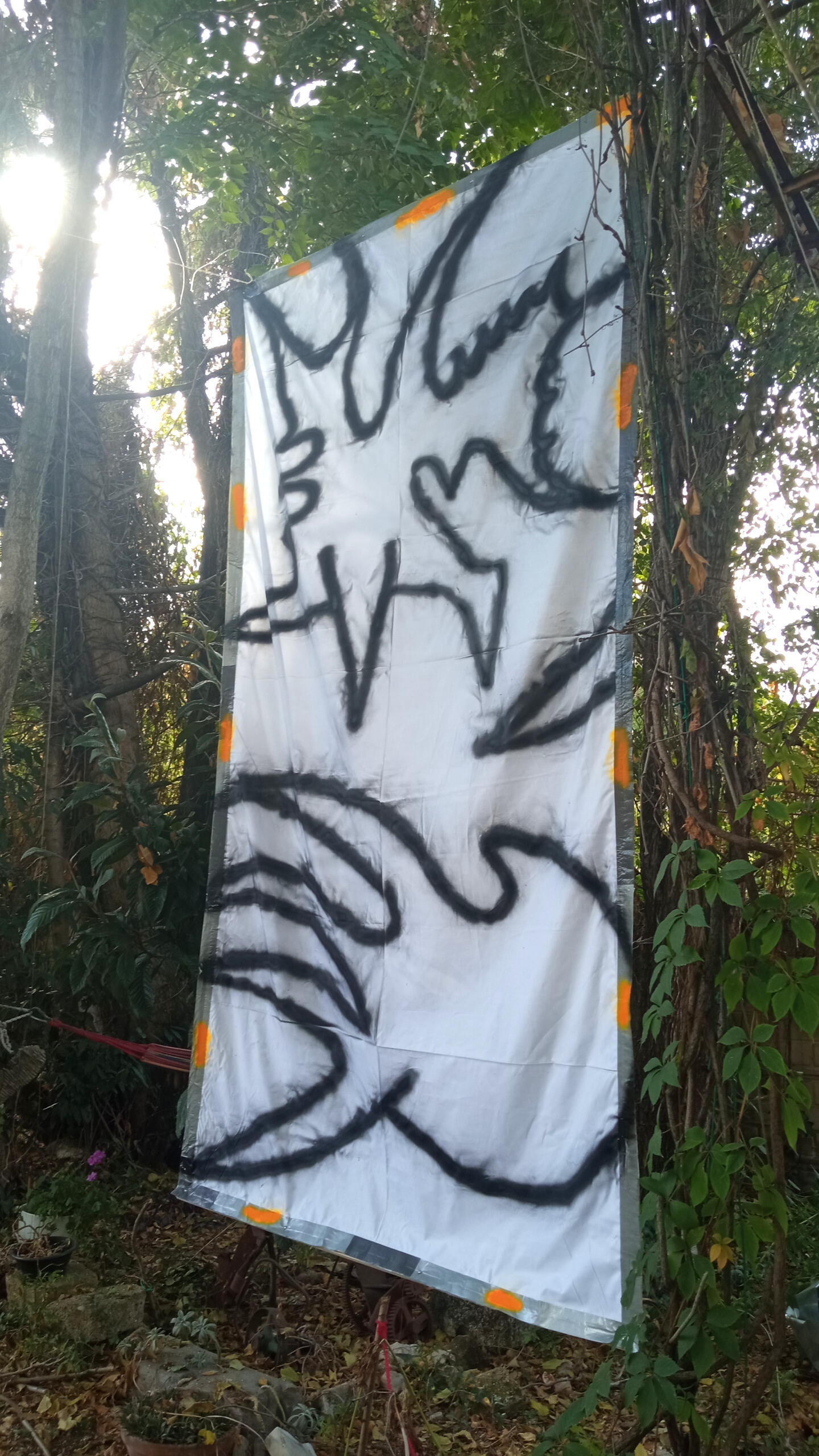 "Il Drago" spray paint + duct tape on canvas 150x170cm 2023