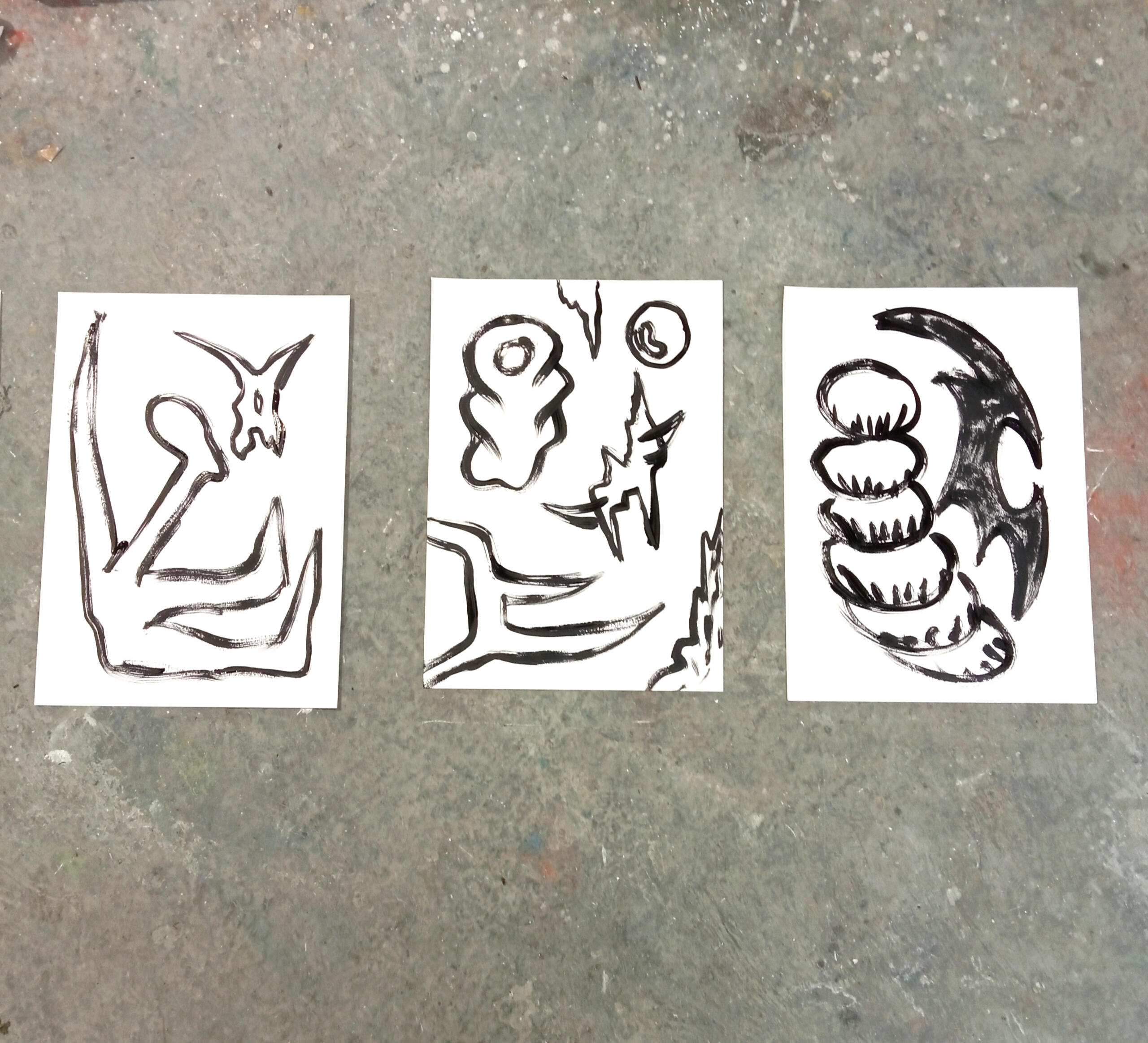 Untitled 3x acrylic on paper 29x40cm 2021