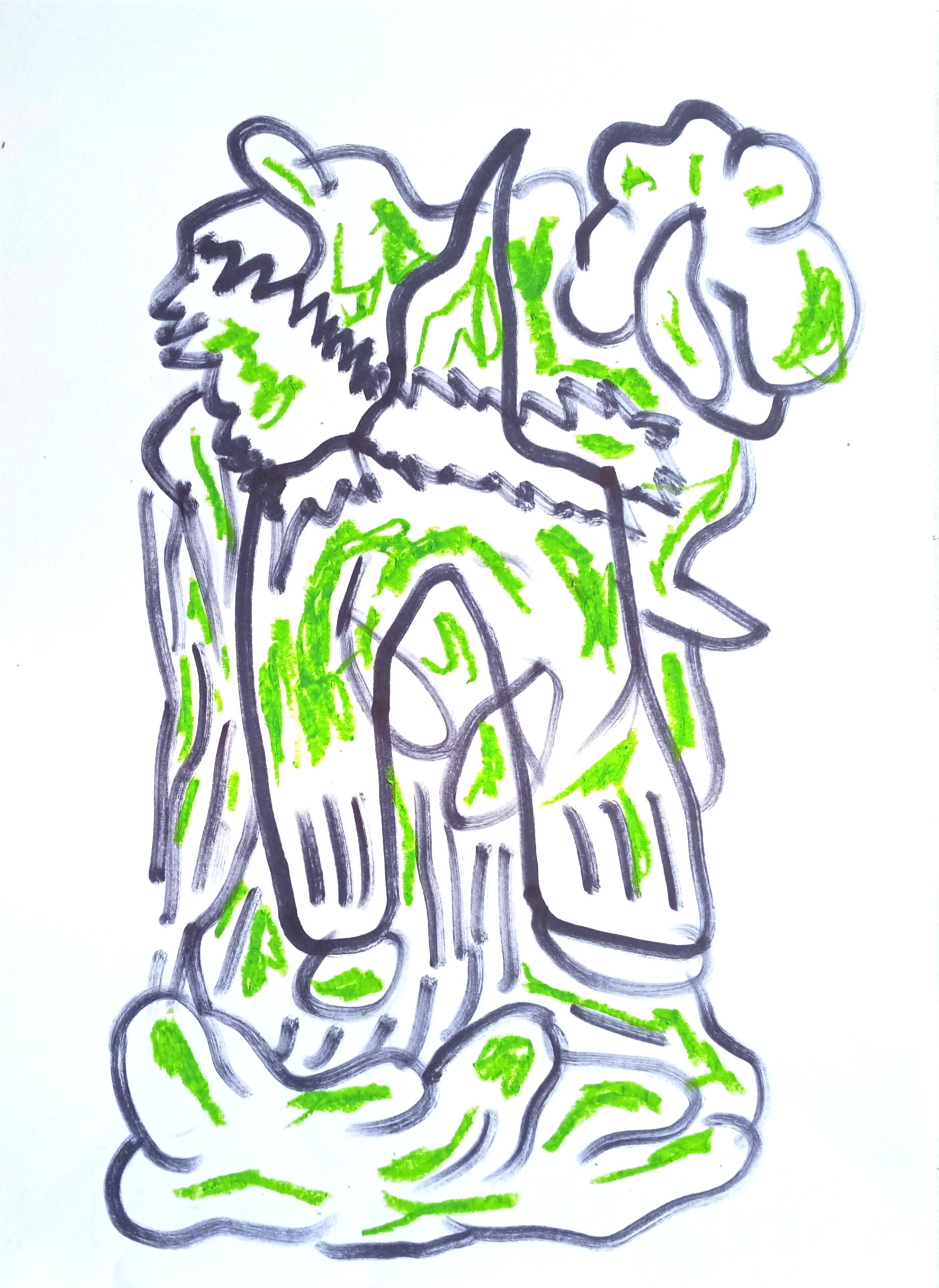 Untiled, marker, wax crayon on paper 29x40cm 2021