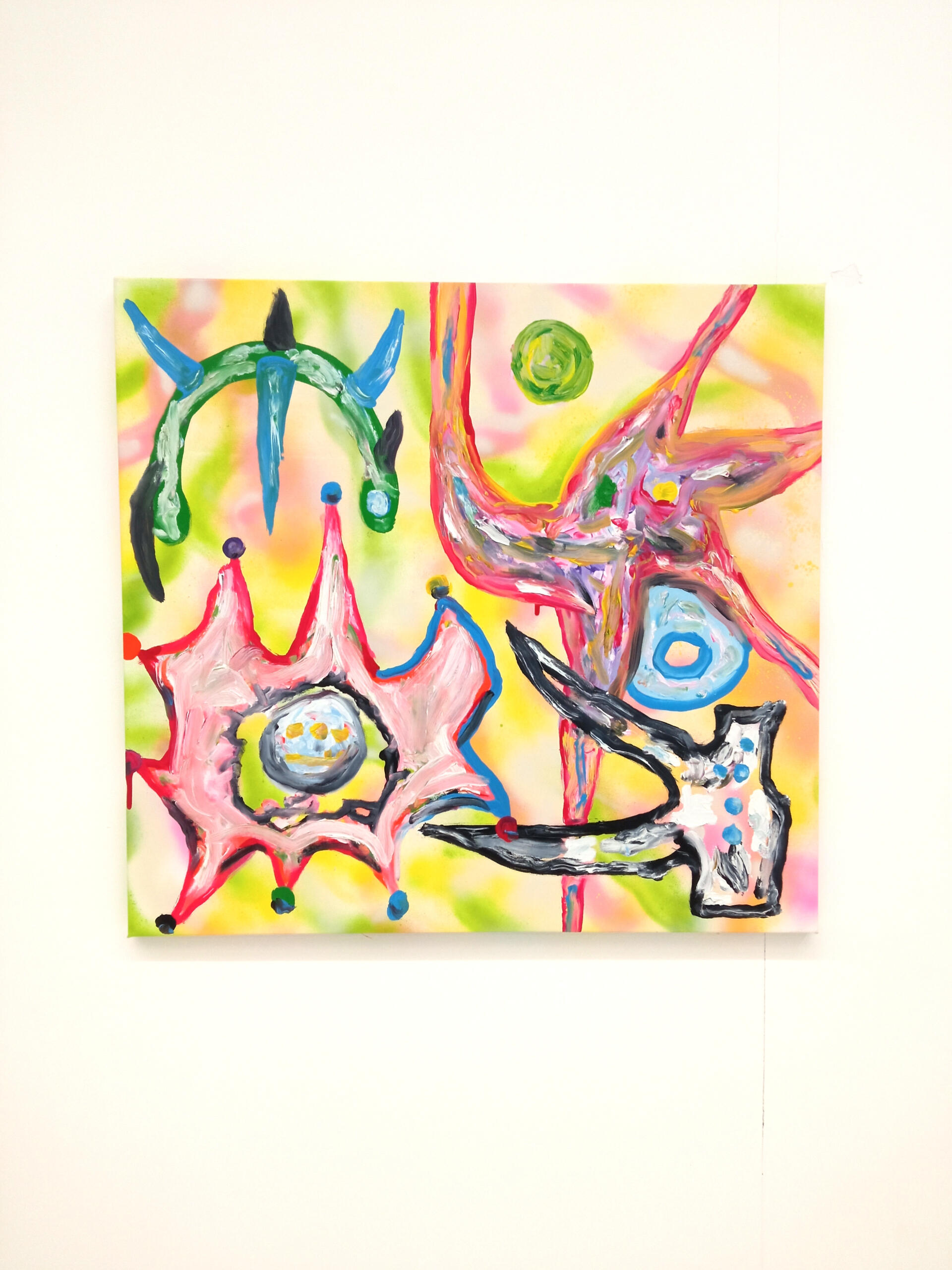 "Gioco Gioco" 70x70cm spray paint and oil paint on canvas 2021