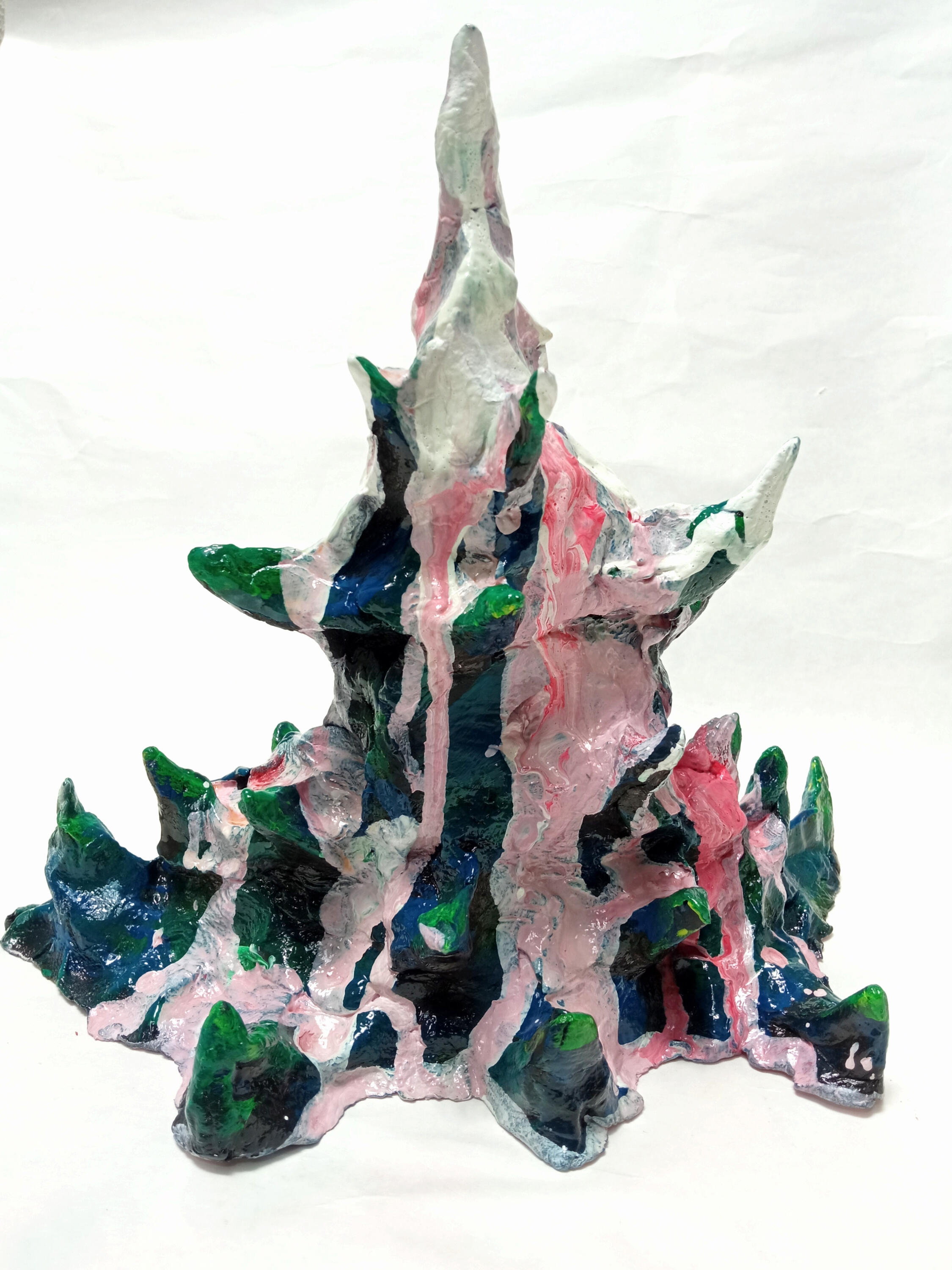 "Mineral Tree" 20x21x14cm syntetic modeling clay, acrylic paint, glossy paint, Melting Planet series 2026