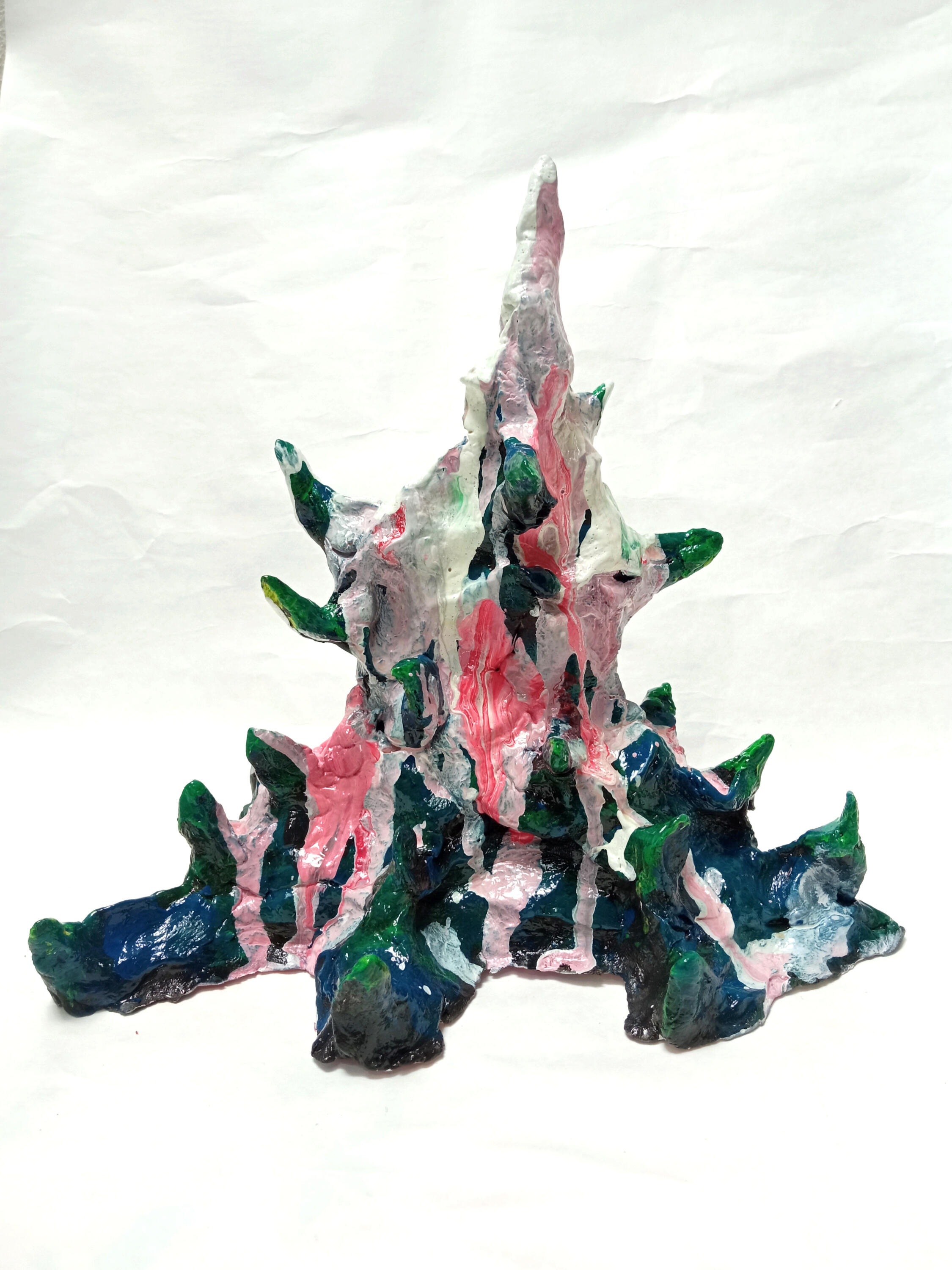 "Mineral Tree" 20x21x14cm syntetic modeling clay, acrylic paint, glossy paint, Melting Planet series 2026
