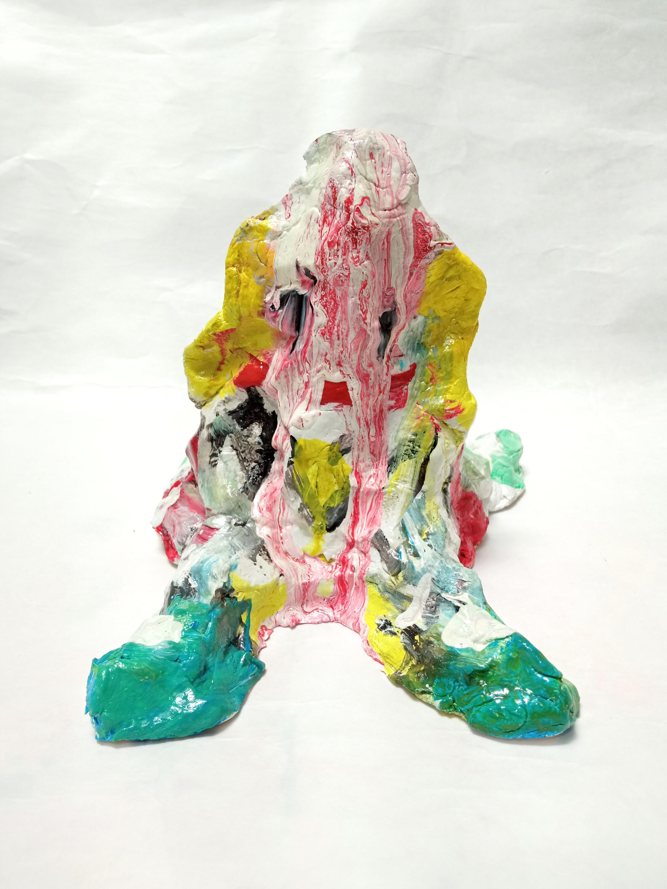 "Twin Sphinxes" 15x19x15cm syntetic modeling clay, acrylic paint, glossy paint, Melting Planet series 2026