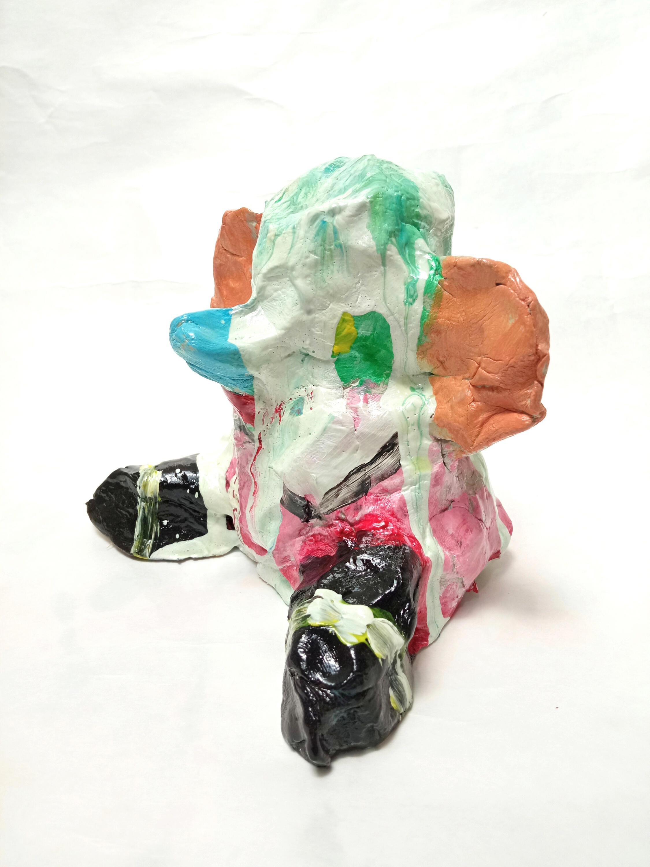 "Lazy Dancer" 10x12x13cm syntetic modeling clay, acrylic paint, glossy paint, Melting Planet series 2026