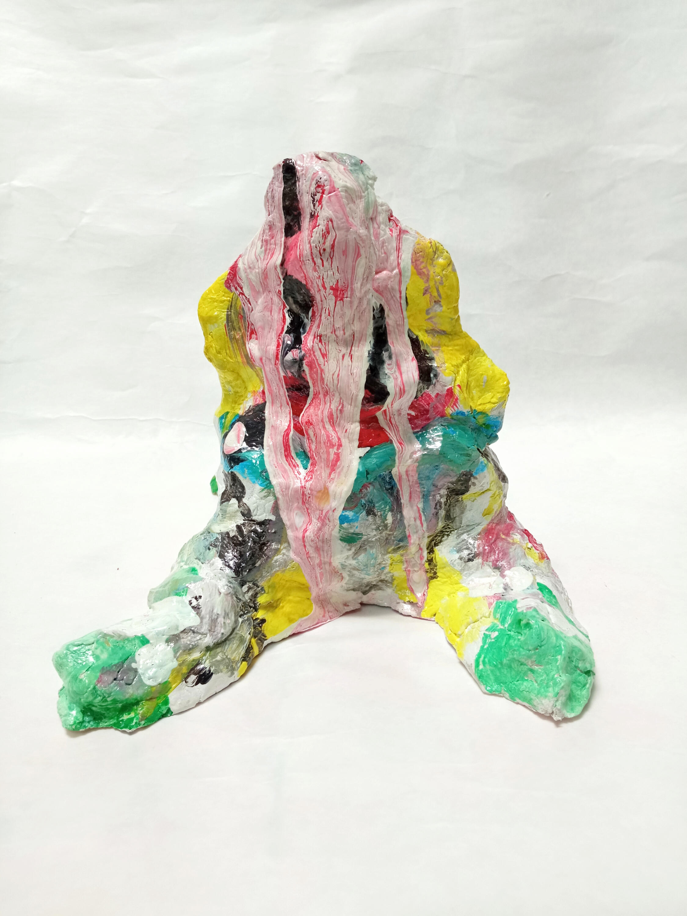 "Twin Sphinxes" 15x19x15cm syntetic modeling clay, acrylic paint, glossy paint, Melting Planet series 2026
